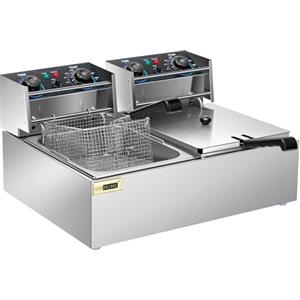 VIVOHOME Friggitrice Elettrica da 5000W 20L con Timer da 60 Minuti e Controllo della Temperatura 2 Cesti Rimovibili da 6L per Uso Commerciale e Domestico