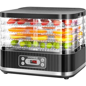 VIVOHOME Essiccatore Elettrico con 5 Vassoi 400W con Timer Digitale 72 Ore e Regolazione Della Temperatura per Frutta Verdura Carne Secca Erbe Manzo Funghi
