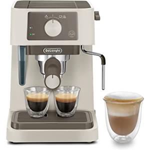De'Longhi - Stilosa EC235.CR, Macchina da caffè manuale, sistema cappuccino, caffè in polvere o Capsule ESE, serbatoio da 1 litro, 1100 W, caldaia in acciaio inossidabile, 1100 W, colore crema
