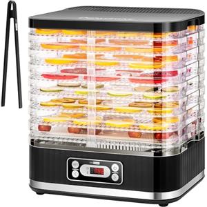 VIVOHOME Disidratatore Elettrico con 8 Vassoi Timer Digitale 72 Ore e Regolazione Della Temperatura per Frutta Verdura Carne Secca Erbe Manzo Funghi
