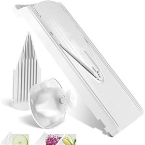 Börner Affettaverdure V3 (Set Base) - Mandolina a V per Fette in 3 Spessori - Tagliaverdure Regolabile per Verdure & Frutta - Con Piedini in Gomma & Lama in Acciaio Inox a V - Bianco