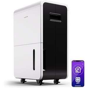 Klarstein DryFy Grand Smart 70L Deumidificatore, 70L/24h, Wi-Fi App, Serbatoio 8L, Timer 24h, Deumidificatore Portatile per Casa 60-90m², Allarme & Spegnimento Automatico, Bianco