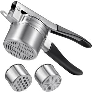 Sopito Schiacciapatate, Sopito Schiacciapatate in Acciaio Inox con 2 Tazze Intercambiabili per Purè di Patate, Purè di Verdure, Succhi di Frutta e Ricette Alimentari, Lavabile in Lavastoviglie