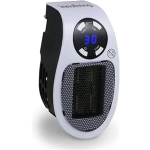 Innoliving Stufetta da Presa INN-583, Termoventilatore da Muro 500W, fino a 32°, con Timer 1-12 Ore, Autospegnimento e Protezione da Surriscaldamento Integrata, Si Attacca Direttamente alla Presa
