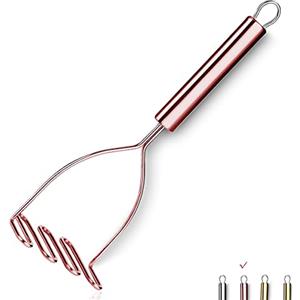 HOMQUEN Passapatate In Rame, Passapatate In Metallo Resistente In Acciaio Inossidabile Con Placcatura In Oro Rosa In Titanio, Schiacciapatate, Verdura E Frutta, Lavabile In Lavastoviglie (9.6 Pollici)