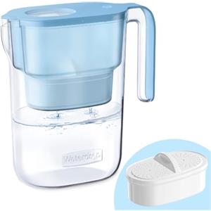 Waterdrop Caraffa Filtrante per Acqua da Frigo Elfin con Filtro per 3 Mesi, 2,5L, Riduce Fluoruro, Cloro e Altro, Certificata NSF, Senza BPA, Blu (Filtro di Ricambio: WD-PF-01A Plus)