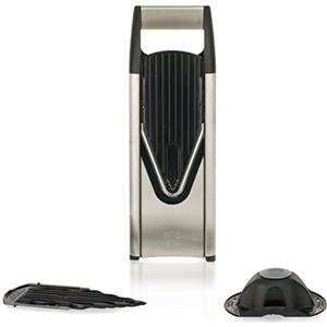 Börner Affettaverdure V6 (Set Base) - Mandolina in Acciaio Inox (Lama a V) - Mandolina Regolabile per Verdure & Frutta - Tagliaverdure per Fette in 3 Spessori - Inclusa Protezione per le Dita