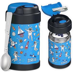 JARLSON® Contenitore termico per bambini, in acciaio inox, contenitore per alimenti, pranzo e muesli, adatto ai bambini (450ml, Spazio)