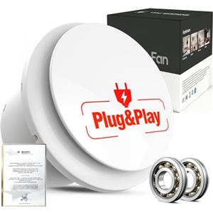 SBONNI Aspiratore Bagno 100 mm,Silenzioso Aspiratore Estrattore Aria 130m³/h, Per Bagno,Wc,Cucina,Ufficio,Serra,Garage, IPX4 Ventola Aspirazione Vortice Garanzia di 5 anni