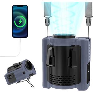 MERTTURM Ventilatore da Cintura Portatile, 10000mAh Ricaricabile (22 Ore di Raffreddamento), Ventilatore Potente Senza Mani per Collo/Corpo/Cintura/Scrivania con Luce e Power Bank per Esternii
