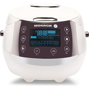 Reishunger Cuociriso Digitale Bianco - Vaporiera Multifunzione fino a 8 Persone con 12 Programmi, Tecnologia a 7 Fasi - Con Display LED e Funzione di Mantenimento del Caldo