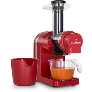 Klarstein Bella Elegance - Centrifuga per succhi di frutta, 200 W, 400 ml, senza BPA, base antiscivolo, funzionamento continuo massimo: ca. 20 minuti, facile da pulire, rosso