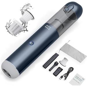 Minthouz Aspirabriciole Senza Fili Auto, 17000Pa Mini Aspirapolvere Portatile e a Carica Rapida con 120W ad Alta Potenza, Aspiratore Auto Potente 3 In 1 con cavo Type-C e luce LED/SOS per auto/casa