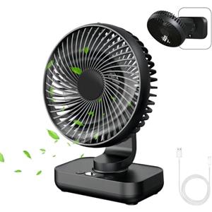 MERTTURM Ventilatore da Tavolo USB, Piccolo Ventilatore Oscillante a 4 Velocità, Mini Ventilatore Portatile con Batteria di 4000mAh Ricaricabile, Silenzioso Potente con Display a LED per Ufficio Casa