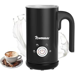 NWOUIIAY Montalatte Elettrico 4 in 1 Cappuccinatore Elettrico 300ML 600W Silenzioso con Manico per Latte Caldo e Freddo Schiuma di Latte Rivestimento Antiaderente per Latte Cappuccino Macchiato