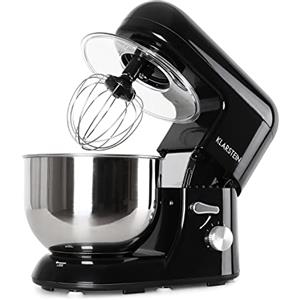 KLARSTEIN Bella Nera - Impastatrice, Planetaria, Mixer da Cucina, 2000 W, 5,2 L, Sistema Planetario, 6 velocità, Terrina in Acciaio, Ganci in Pressofusione, Braccio Multifunzionale, Nero