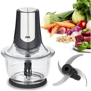 ADE KA2110 Potente tritatutto elettrico | motore da 500 W | 2 velocità | cipolle, carne, verdure | 4 lame en acciaio inox | grande ciotola in vetro da 1,2 litre