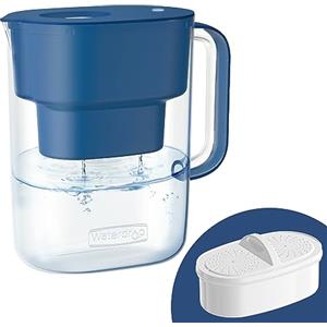 Waterdrop Lucid NSF Certificato 3.5L Caraffa Filtrante Progettata con 1×90 Giorni Filtro, Riduce Piombo, Fluoro, Cloro e Altro, Senza BPA, Blu Classico (Filtro di Ricambio: WD-PF-01A Plus)