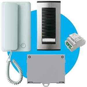 CAME Kit Citofonico AGT monofamiliare espandibile, completo di citofono interno a cornetta bianco AGT A200, unità esterna grigia HA/200, placca citofonica a un pulsante, base da parete, alimentatore