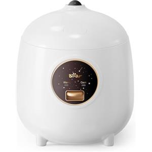 Bar Bear Cuociriso 2-cup uncooked, 1.2L Rice cooker piccolo con rivestimento antiaderente, senza BPA, Mini rice cooker portatile, un pulsante per cucinare e tenere in caldo, bianco