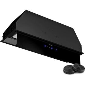 Klarstein Ventimate Cappa Incasso, 85cm Cappa Aspirante Cucina con Controllo Touch, 390 m³/h, Efficienza Energetica A+, Motore Silenzioso, LED, Filtro Carbonio per Ricircolo, Nero