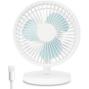 ADE Ventilatore da tavolo USB molto silenzioso | Ventilatore portatile a batteria | 3 livelli di velocità | Batteria autonomia di 7,5 ore | inclinazione di 90° | Leggero e flessibile | bianco
