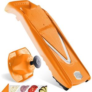 Börner Affettaverdure V5 (Set Base) - Mandolina per Fette in 4 Spessori - Affettatrice con Lama a V in Acciaio Inox - Mandolina Regolabile per Verdure & Frutta - Colore: Arancione