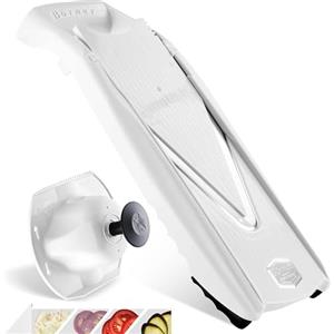 Börner Affettaverdure V5 (Set Base) - Mandolina per Fette in 4 Spessori - Affettatrice con Lama a V in Acciaio Inox - Mandolina Regolabile per Verdure & Frutta - Colore: Bianco