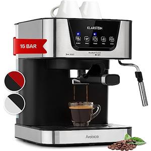 Klarstein Macchinetta Caffe Espresso 1.5L, Macchina da Caffè a Cialde, Caffè Macinato e Cappuccino, Macchina Caffe Barista da 15 Bar, In Acciao Inox per Caffè Latte e Macchiato, 1050W con Montalatte