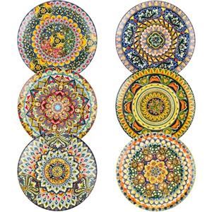 Henten Home Piatti da Dessert, Piatti Servizio 6 Persone Porcellana - Stile Bohémien, Piatti Piatto Adatto per Forno e Microonde, Plate Set