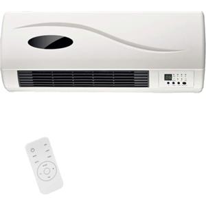 Bakaji Termoventilatore Ceramico Elettrico Stufa a parete Montaggio a muro con Telecomando 2 Livelli di Potenza Selezionabili 1000W / 2000W, Display LED e Funzione Timer (50 cm larghezza)