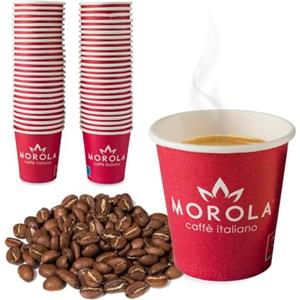 Morola Bicchieri Caffè Monouso in Carta 50 pz - Bicchierini da Espresso Resistenti 75ml - Riciclabili con Rivestimento PLA, Ecologici ed Eleganti - Ideali per Bar, Ufficio, Asporto e Casa