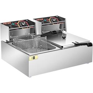 VIVOHOME 20L Friggitrice Elettrica da 5000W Friggitrice Professionale a Due Vasche Palline di Lanugine per Lavatrice e Asciugatrice per Uso Commerciale e Domestico
