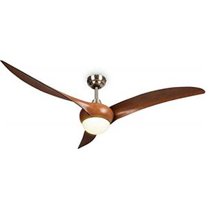 KLARSTEIN Monteverde - Ventilatore a Soffitto, 2in1: Ventilatore & Lampadario, Diametro: 52" (132 cm), 3 Pale di Plastica, Flusso d'Aria: 8.376 m³/h, Lampadario, Timer, Marrone Scuro