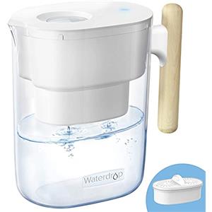 Waterdrop Chubby Caraffa Filtrante da 3,5 Litri Certificata NSF con 1 Filtro da 90 Giorni, Riduce il Piombo, il Fluoro, il Cloro e Altro, Senza BPA, Bianca (Filtro di Ricambio: WD-PF-01A Plus)