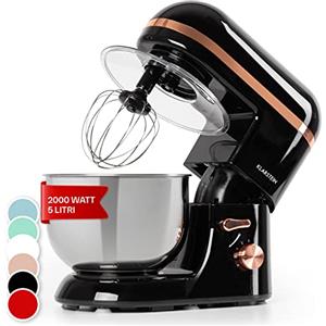 Klarstein Planetaria Professionale, Impastatrice Planetaria 5 Litri con Ciotola, Impastatrice Planetaria Professionale 1800W per Pizza e Dolci a 6 Velocità, Impastatrice Pane con Gancio e Frusta