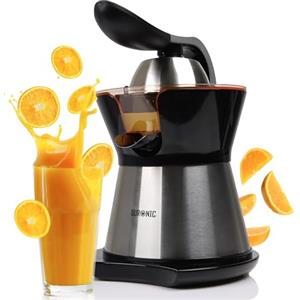 Duronic JE304 Spremiagrumi elettrico 300W, Estrattore in acciaio inox 400ml, Spremiagrumi con leva e filtro regolabile, Spremitore per agrumi con 2 coni, per succo di arancia limone lime pompelmo