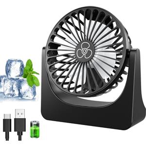 PALATALA Ventilatore da Tavolo, Mini Ventilatore USB con 3000mAh Batteria Ricaricabile, 360° Regolabile, 3 Velocità Ventilatore Portatile & Silenzioso, Compatto per Ufficio/Scrivania/Casa/Viaggi