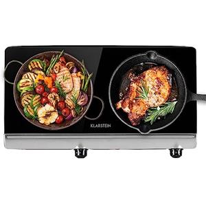 Klarstein Piano Cottura Elettrico Vetroceramica, 2 Fuochi Moderno, 2 Piastre 2400W Integrato, Vetroceramica Touch con Timer