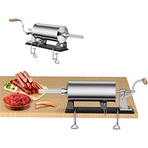 GIANTEX Riempitrice per Salsicce, 4kg, Macchina Manuale per Salame, Insaccatrice per Salsiccia, in Acciaio Inox, con Morsetto da Tavolo e 4 Tubi di Riempimento, per Casa