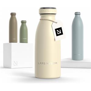 LARS NYSØM Borraccia Termica 350ml in Acciaio Inox | Bottiglia isolata 0.35 litro | Bottiglia d'Acqua a Tenuta stagna per Sport, Bicicletta, Cane, Bambino, (Almond Beige, 350ml)