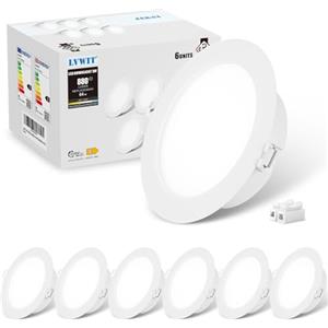 LVWIT Faretti LED da Incasso per Cartongesso, Faretti LED Incasso 8W, 880 Lumen, Faretto per Cartongesso, Luce Fredda 6500K, Faretto LED Soffitto, AC 220-240V, Diametro Foro Ø95-105mm, Set di 6