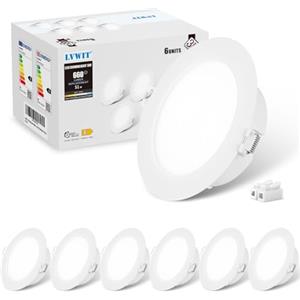 LVWIT Faretti LED da Incasso per Cartongesso, Faretto da Incasso 6W, 660 Lumen, Faretti Incasso Cartongesso, Luce Fredda 6500K, Faretto LED Incasso, AC 220-240V, Diametro Foro Ø85-95mm, Set di 6