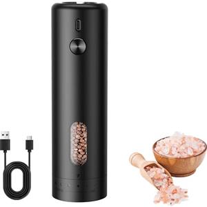 MERTTURM Macinapepe e Sale Elettrico, Macinino per Spezie Ricaricabile USB, Macinino in Ceramica con Grana Regolabile, Funzionamento con Una Mano, Macinino Automatico Portatile per Cucina/Casa/Cucina