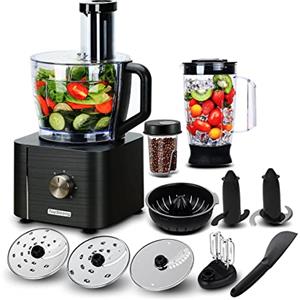 TopStrong Robot da Cucina Multifunzione e Frullatore, 1100W, 11 in 1 Food Processor, (Gancio per impastare, Frullatore, Spremiagrumi e macinacaffè) Capacità 3.2L