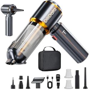 DiliDala Aspirabriciole Senza Fili, 25000Pa Aspirapolvere Auto Portatile, Mini Aspirapolvere Ricaricabile per Auto, 3 Velocità Aspirapolvere Auto con Potente Aspirazione per Tappeti, Animali Domestici