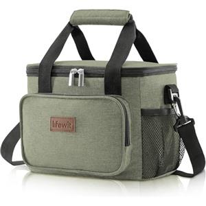 Lifewit Borsa Termica Porta Pranzo 8.5L(12 Lattine), Piccola Borse Frigo Pranzo Ufficio per Uomo e Donna, Lunch Bag per Lavoro, Mare, Viaggio, Spiaggia, Verde Scuro