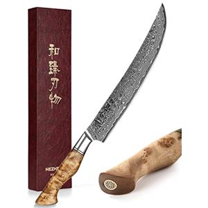 HEZHEN Coltello da Cucina da 25 cm,Coltello da Chef in Acciaio Damasco,Coltello Giapponese in Acciaio ad Alto Tenore di Carbonio con Impugnatura Ergonomica,Ben Equilibrato e Nitido…