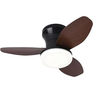 BEL AIR HOME - Ventilatore da soffitto TAURUS con motore DC e luce LED 24 W, 6 velocità dell'aria e 3 temperature di luce, telecomando incluso, (nero ciliegio)