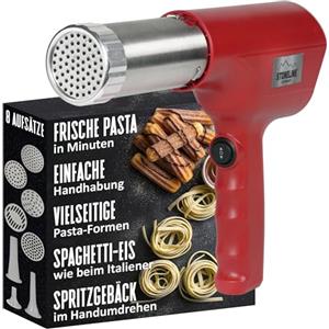 STONELINE Macchina per la Pasta Elettrica Portatile Ricaricabile USB C 3000mAh, 40 W, Macchina per Pasta Automatica con 8 Accessori per Pasta Spaghetti Gnocchi Biscotti Churros, Acciaio inossidabile,